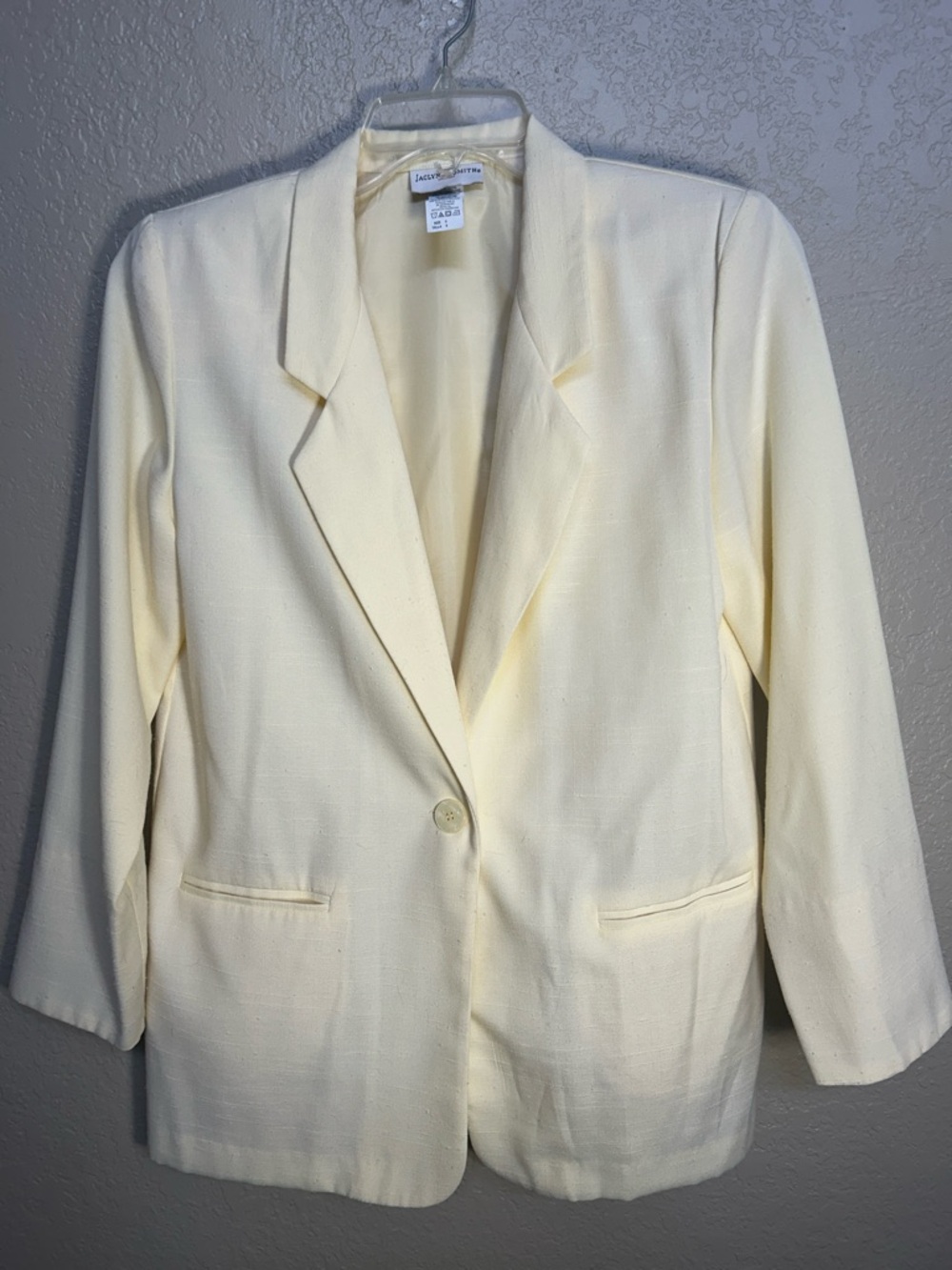 JACLYN SMITH Career Office Church Linen Look Vintage Style Oversized Blazer